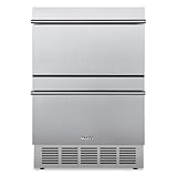 MZAVP 24 Inch Double Drawer Fridge, Stainless Steel Outdoor Beverage Refrigerator for Patio and Kitchen, Freestanding or Built-In, Mobile Grid Organizer, Home and Commercial Use