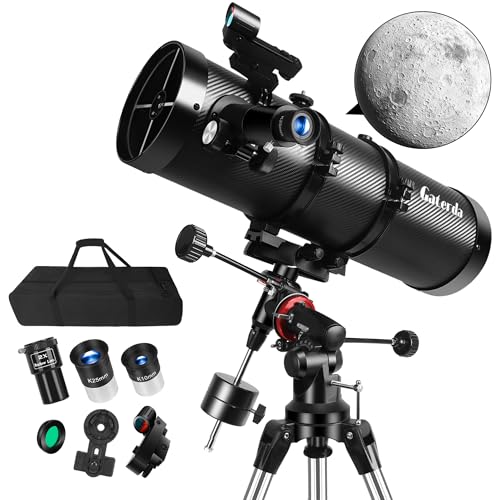 Gaterda Telescope, 150EQ Telescope for Adults Astronomy, Professional Newtonian Reflector Telescopes with Portable Carry Case, Manual German Equatorial Mount, Phone Adapter