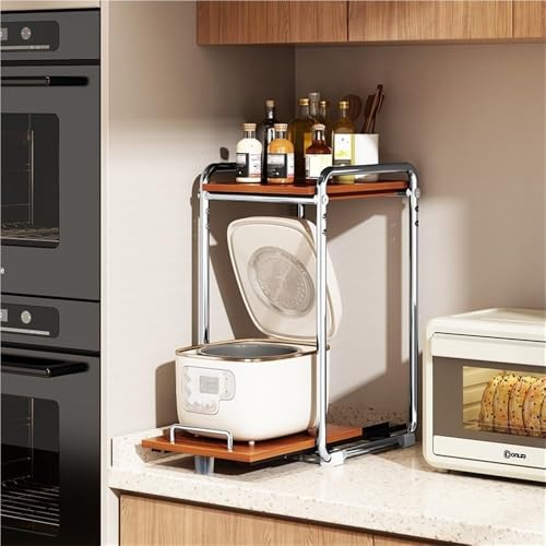 Home Furnishing Pull-Out Microwave Stand for Oven Small Appliances Kitchen Countertop Storage Shelves Multifunctional Storage Rack for Kitchen Island Small Bathroom(30.5x35 cm)