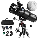 Gaterda Telescope, 150EQ Telescope for Adults Astronomy, Professional Newtonian Reflector Telescopes with Portable Carry Case, Manual German Equatorial Mount, Phone Adapter