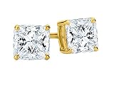 Houston Diamond District 0.5 to 10 Carat LAB GROWN Princess Cut Diamond Stud Earrings for Women 4 Prong Screw Back Value Collection (G-H Color, SI1-SI2 Clarity) 14K Yellow Gold 10 Carat