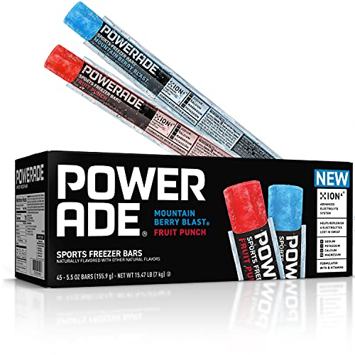 POWERADE Sports Freezer Bars, Giant Sized 5.5 oz Refreshing Ice Pops with Electrolytes B Vitamins – Naturally Flavored