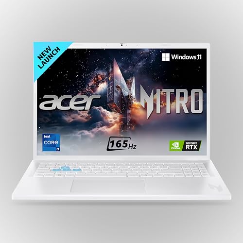 acer Nitro Lite 16,13th Gen, Intel Core i7 13620H Processor,NVIDIA GeForce RTX 3050-6 GB GDDR6,16GB/ 512 GB,16.0"/40.64 cm,165 Hz, Win 11 Home, White, 1.95 kg, NL16-71G, Backlit KB,Gaming Laptop