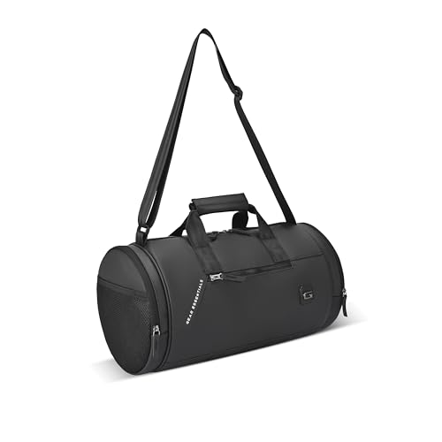 Gear Cross Training Faux Leather Water Resistant Duffle Bag/Travel/Gym/Men & Women, Black Black, Duffle/gym bag