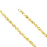 EVAYA 14K Solid Yellow Gold Rope Chain Necklace for Women and Men (1-8mm Width, 14-30" Length) - Cadenas de Oro Puro de 14K (6mm, 16 Inches)