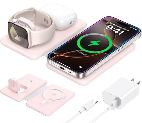 Wireless Charger for iPhone 16-3 in 1 Charging Station for Apple Devices, Travel Magnetic Charger pad for iPhone 15 14 13 12 pro max & AirPods 4/3/Pro & Apple Watch