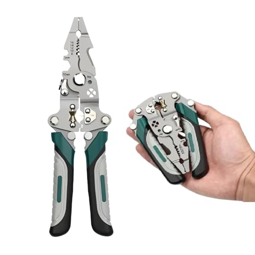 Daccfy All in 1 Multifunction Stainless Steel Wire Stripper/Wire Crimping Tool, Wire Cutter, Wire Crimper, Cable Stripper, Wiring Tools and Multi-Function Hand Tool (Green wire) (1)