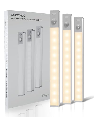 GOODEA Led Under Cabinet Lighting Wireless, 7’’ Rechargeable Motion Sensor Light Indoor, Dimmable Closet Lights for Cabinets, Bookshelf, Stair, Hallway