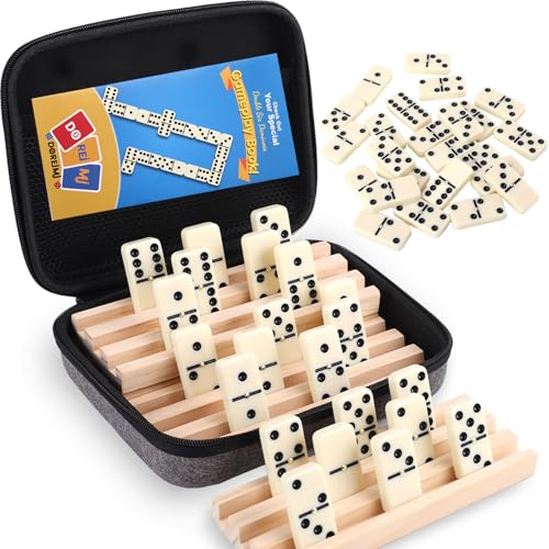 Doreimi Mexican Train Dominoes Set Double 12 Dominos Family Board Games 91 Colored Tiles with Lightweight Anti-Collision Case