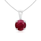 Angara 3.57 ct Round Ruby Solitaire Necklace in 14K White Gold | Natural Prong-Set Ruby Pendant for Women | July Birthday Red Gemstone Jewelry Gift | 9mm