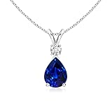 Angara Natural Blue Sapphire Solitaire Pendant for Women | 1.52 ct Pear Shape Blue Sapphire Diamond Solitaire Pendant Necklace in Silver | September Birthday, Gemstone Jewelry Gift | AAAA | 9x6mm