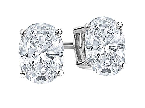 Houston Diamond District 0.5 to 10 Carat IGI Certified LAB-GROWN Diamond Oval Cut Stud Earrings for Women 4 Prong Screw Back (D-E Color, VS1-VS2 Clarity) Platinum 9 Carat Oval Shape