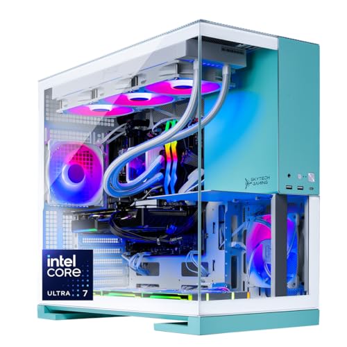 Skytech Gaming Aqua Desktop PC, Intel Ultra 7 265K 3.9 GHz(5.4 GHz Turbo), NVIDIA RTX 5070 Ti 16GB, 2TB Gen4 NVMe SSD, 32GB DDR5 RAM 6000 RGB, 850W Gold ATX 3 PSU, 360mm ARGB AIO, Wi-Fi, Win 11
