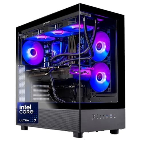 Skytech Gaming Azure 3 Desktop PC, Intel Ultra 7 265K 3.9 GHz(5.4 GHz Turbo), NVIDIA RTX 5060 Ti 16GB, 1TB Gen4 NVMe SSD, 32GB DDR5 RAM 5600 RGB, 850W Gold ATX 3 PSU, 360mm ARGB AIO, Wi-Fi, Win 11