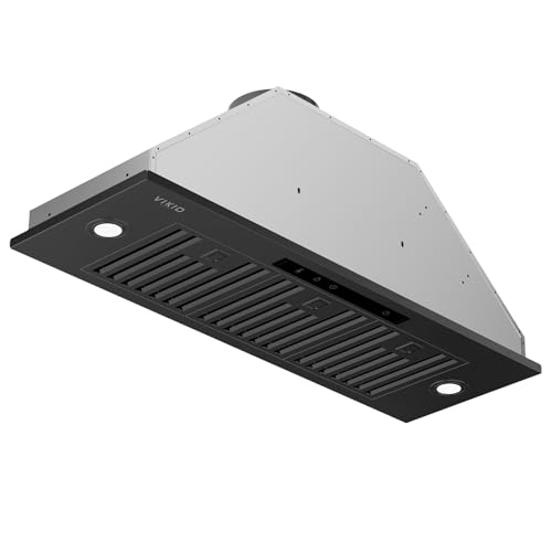 VIKIO HOME 36 inch Built-in/Insert Range Hood, Ducted/Ductless Convertible Duct Stainless Steel Kitchen Vent Hood 980 CFM with 4 Speed Gesture Sensing& Touch Control Panel, Black