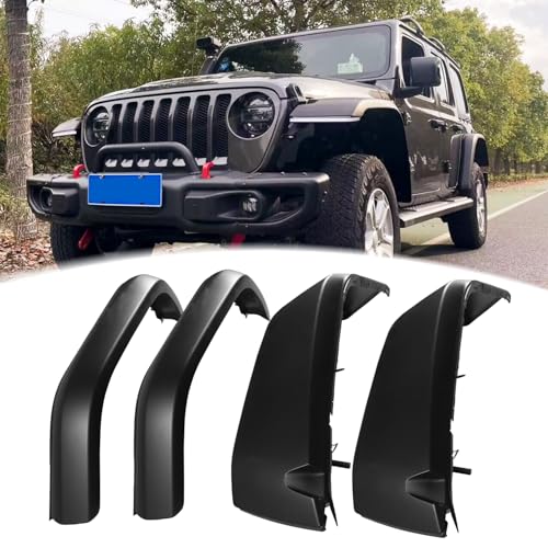 PARTREE Front Fender Flares w/Lights Compatible with Jeep Wrangler JL JLU/Rubicon 2/4-Door 2018-2024 High Top Flares 4PCS Unpainted Paintable