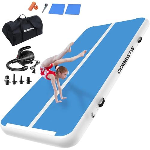 DOBESTS Inflatable Air Gymnastics Mat Tumbling Mat Tumble Track Gymnastics Training for Kids Home 6.6 feet 10 feet 13feet 16feet 20feet 4/8inch Thick for Cheerleading Dance Yoga Cheer Water With Pump