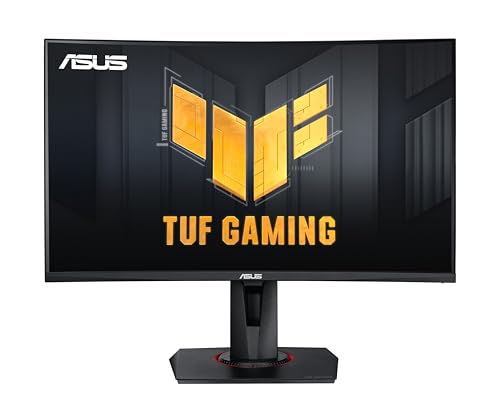 ASUS TUF Gaming VG27VH1B 27” Curved Monitor, 1080P Full HD, 165Hz (Supports 144Hz), Extreme Low Motion Blur, Adaptive-sync, FreeSync Premium, 1ms, Eye Care, HDMI D-Sub, Black