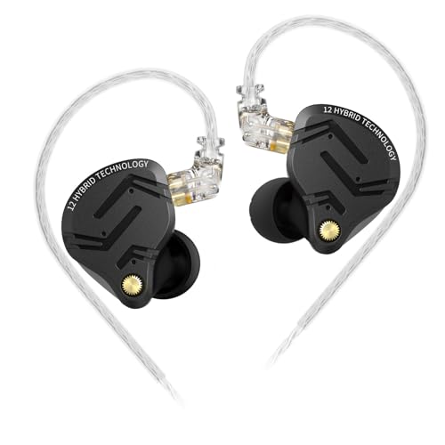 KZ ZS12 PRO 2 in Ear Monitor,1DD+5BA Hybrid Wired Earbud,IEM Earphones,Gaming Earbuds,HiFi Deep DASS IEM for Gaming,KZ Earbuds with 2PIN Cable for Audiophile