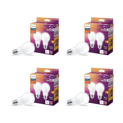 Philips LEDA19 4-Pack Ultra Definition, Dimmable Flicker Free Light Bulbs