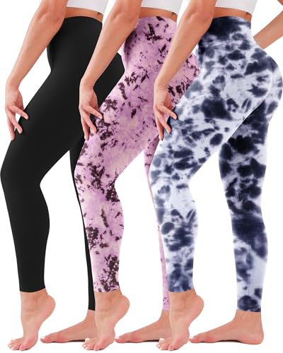 3 Pack Leggings for Women High Waisted No See-Through Tummy Control Soft Yoga Pants Womens Workout Athletic Running Leggings