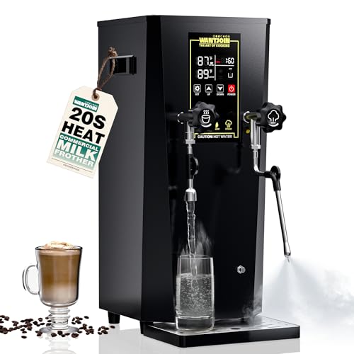 WantJoin 2000W Commercial Milk Frother & Beverage Warmer - Professional Milk Steamer Machine with LED Display Panel for Latte, Cappuccino, Coffee, Hot Chocolate and Milk Tea, Perfect for Cafes & Home