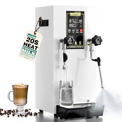 WantJoin Commercial Milk Frother - 1800W Milk Steamer, Hot Water Dispenser, Beverage Heater for Latte, Cappuccino, Coffee, Milk Tea, LED Display, Hotel Use (While)