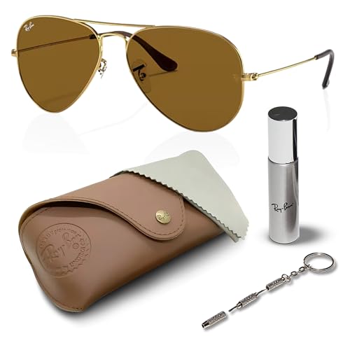 Ray-Ban RB3025 AVIATOR CLASSIC Pilot Shaped Sunglasses for Men & Women with Official RAYBAN Eyewear Kit
