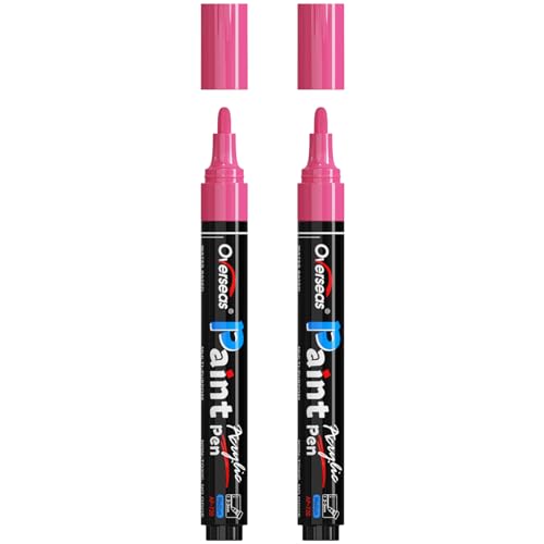 Overseas Paint Pens Paint Markers - Permanent Acrylic Markers 2 Pack, Water Based, Quick Dry, Waterproof Marker Pen for Rock, Wood, Plastic, Metal, Canvas, Glass, Fabric, Mugs. Medium Tip