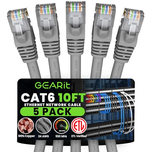 GEARit Cat 6 Ethernet Cable (5-Pack)