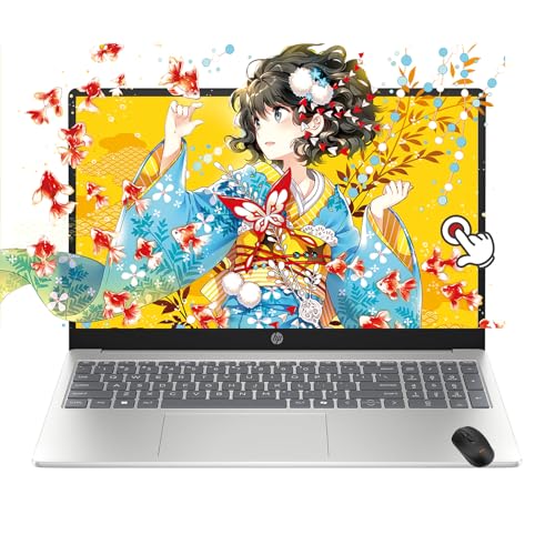 HP Microsoft Copilot AI Laptop Computer, 15.6 HD Touchscreen, AMD Ryzen 3 7320U, 8 GB RAM, 256GB SSD, Windows 11 S, Long Battery Life, Privacy Camera, Wi-Fi 6, W/Moue