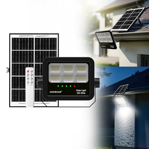 Homehop Solar Light Outdoor Home Waterproof 50 W Automatic Wireless Solar Led Wall Lamp for Home Garden Balcony Courtyard Patio and Pathway (5 Ah,ABS)