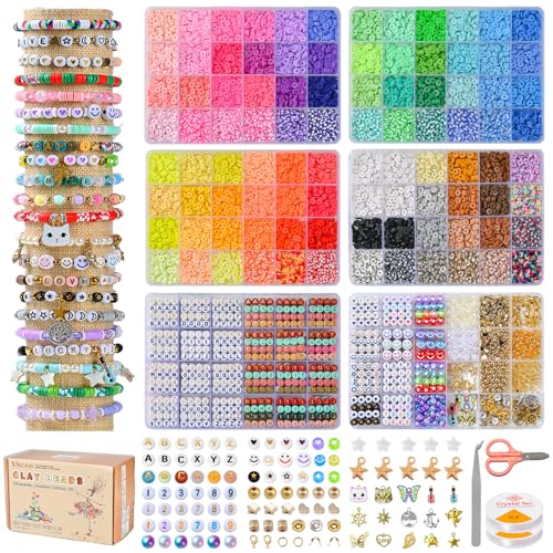 wuzoe Friendship Bracelet Making Kit– 6 Boxes of Clay & Letter Beads, Tools & Charms – Jewelry Craft Kit for Kids & Adults