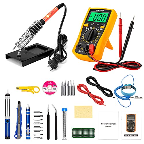 Soldering Iron, 60W Soldering Kits Adjustable Temperature Welding Soldering Iron Tool with On/Off Switch Use for Home DIY Electrical Repairs Jobs, US Plug