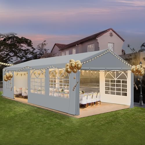 20x30 ft Party Tent Heavy Duty Canopy Tent with Removable Sidewall & 4 Sand Bags, Outdoor Wedding Event Tents for Party