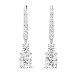 Houston Diamond District 1 to 10 Carat Cushion Shape LAB GROWN Diamond Drop Earrings 2 Stone (Color E-F Clarity VS2-SI1) 14K White Gold 10 Carat