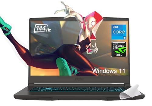MSI Thin 15 Gaming Laptop, 15.6" FHD Thin Bezel IPS 144Hz, Intel Octa-core i5-13420H (Beats i7-11800H), GeForce RTX 4050, USB-C, Windows 11, w/Mouse Pad(32GB RAM | 1TB PCIe SSD)