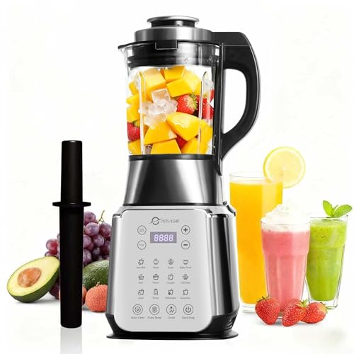 Blenders for Kitchen 1500W Stainless Steel Professional Blender for Smoothies, 59oz Glass Jar Countertop Blender with Tamper, Food Processor with Heating, 14 Smart Programs, ASH01-S Pro Auto Clean