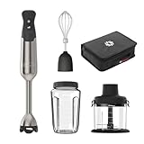 Vitamix 5-Speed Immersion Blender Bundle, 625-Watt Motor, One-Handed Operation, 5 ft cord, includes Mini-Chopper, Blending Jar, Whisk Attachment & Storage Case, Stainless Steel/Black