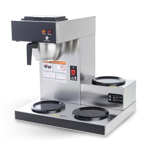 SYBO Commercial Coffee Maker 12 Cup, Pour Over Drip Coffee Maker Brewer with 3 Lower Warmers, Stainless Steel Cafetera