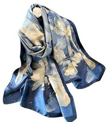 NUWEERIR Womens 100% Large Mulberry Silk Scarf Long Satin Scarf Fashion Lightweight Wraps