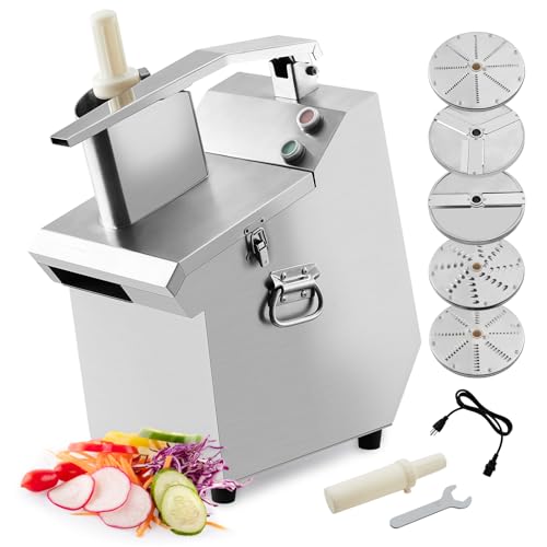 JustSmart Heavy Duty Commercial Food Processor - 3mm/4mm/7mm Shred & 2mm/4mm Slice Blades, Stainless Steel Electric Food Chopper for Restaurant, Hotel, Kitchen