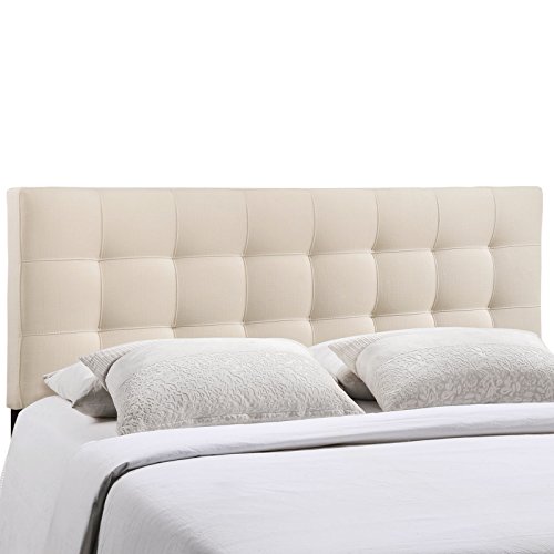 Modway Lily Tufted Linen Fabric Upholstered King Headboard in Ivory