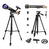 Telescope for Kids& Adults with 60X/30X Lenses, Adjustable Alloy Tripod, Mobile Phone Holder, 360° Gimbal Mount for Stargazing and Nature Viewing,Suitable for Astronomy Enthusiasts