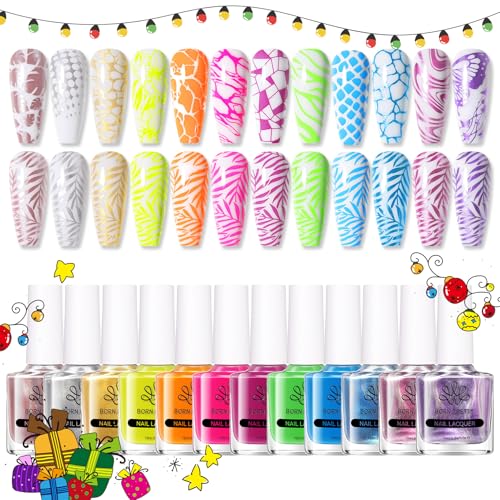 Born Pretty Stamping Nail Polish, Christmas Fingernail Stamp Polish Set Manicure Print Nail Polish 10ml