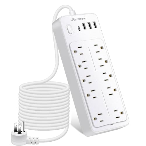 20FT Power Strips with Surge Protection 1700J 16Awg 1625W/13A