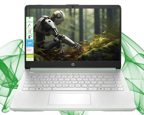 HP Laptop with Microsoft Office and 1TB Cloud Storage (1-Year) | 14 inch HD Computer | 8GB RAM | 128GB UFS | Intel 4-Core CPU(Beat i3-10110U)| Windows 11 Home in S Mode| LE Bundle