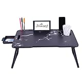 Neemkala Wood Smart Multipurpose Foldable Laptop Table with Cup Holder, Study Table, Bed Table, Breakfast Table, Portable,Ergonomic & Rounded Edges/Non-Slip Legs (B-Flower)