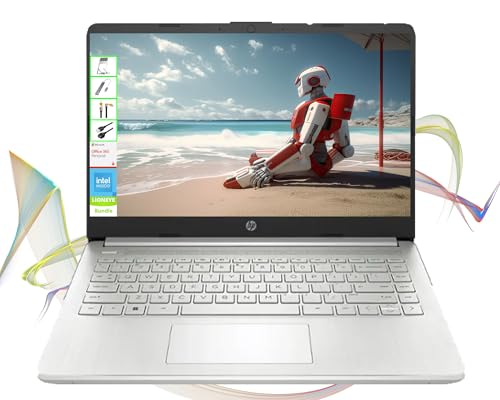 HP Laptop with Microsoft Office and 1TB Cloud Storage (1-Year) | 14 inch HD Computer | 8GB RAM | 128GB UFS | Intel 4-Core CPU(Beat i3-10110U)| Windows 11 Home in S Mode| LE Bundle
