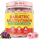 Liposomal Methylated Bariatric Multivitamin Gummies with Iron for Women & Men, High Absorption Multivitamin w/CoQ 10, Probiotic, Digestive Enzymes Support Gastric Bypass & Sleeve Recover, Energy,1Pack
